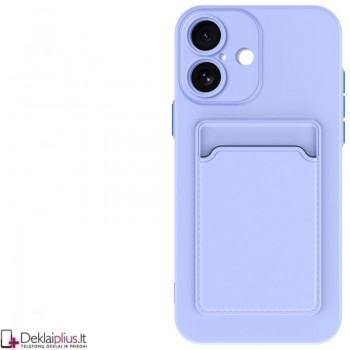 Guminis dėklas su kišenėle - šviesiai violetinis (Apple Iphone 17)